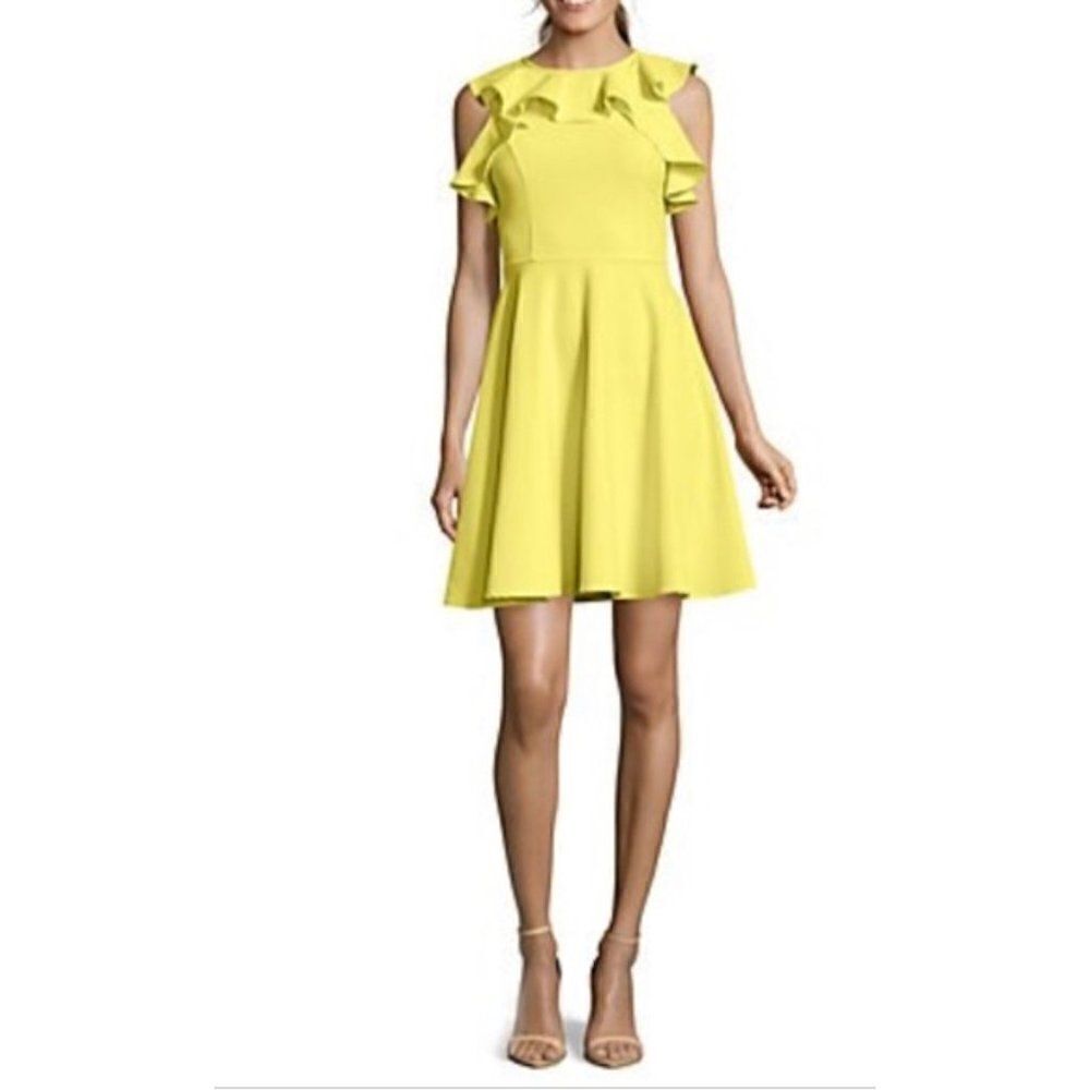 Nicole Miller Studio Women Bright Flutter Sleeve Swing Dress Size 24W NWT